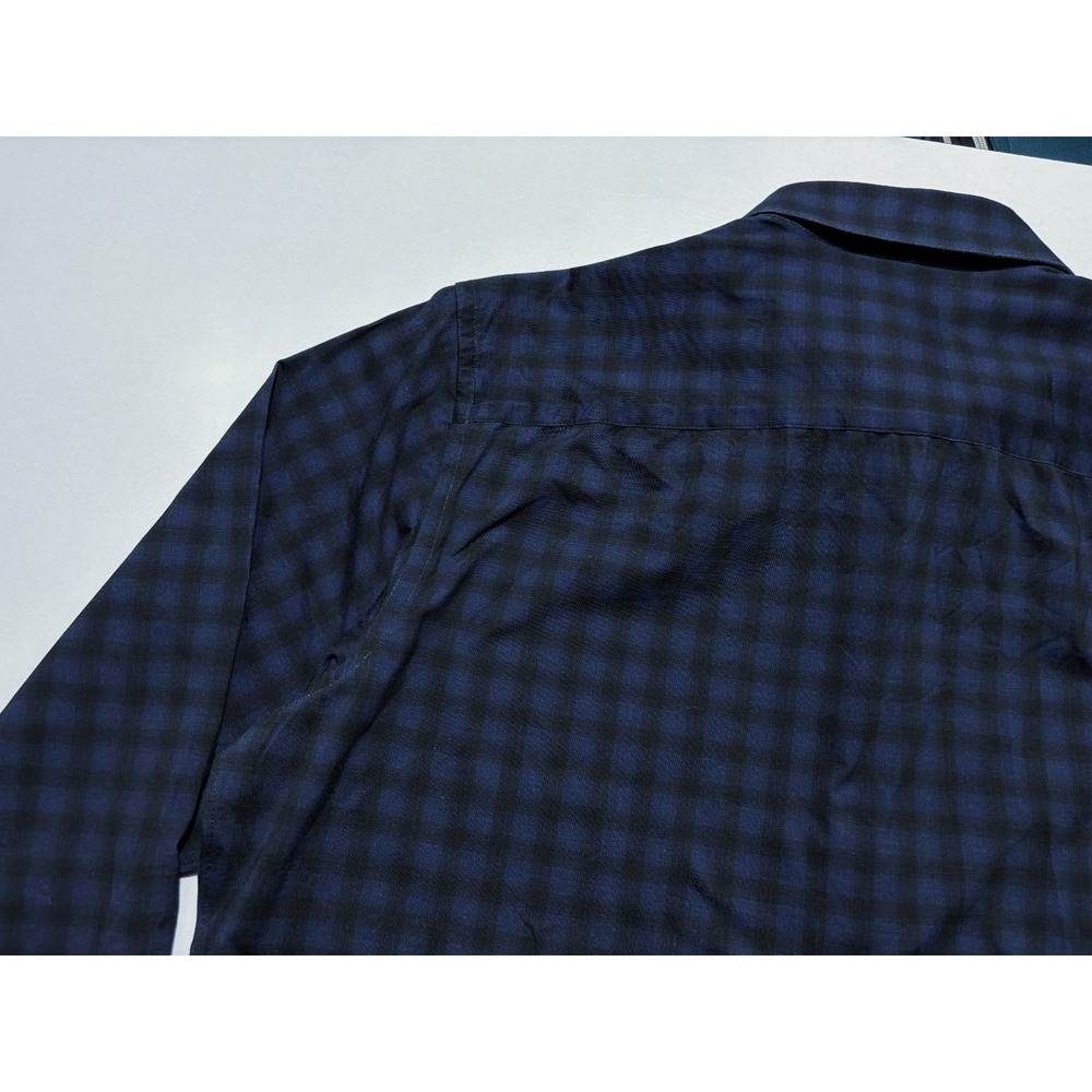 Bugatchi Shirt OoohCotton Tech 8 Way Stretch Button Up Blue Gingham Check Men XL - Picture 8 of 15